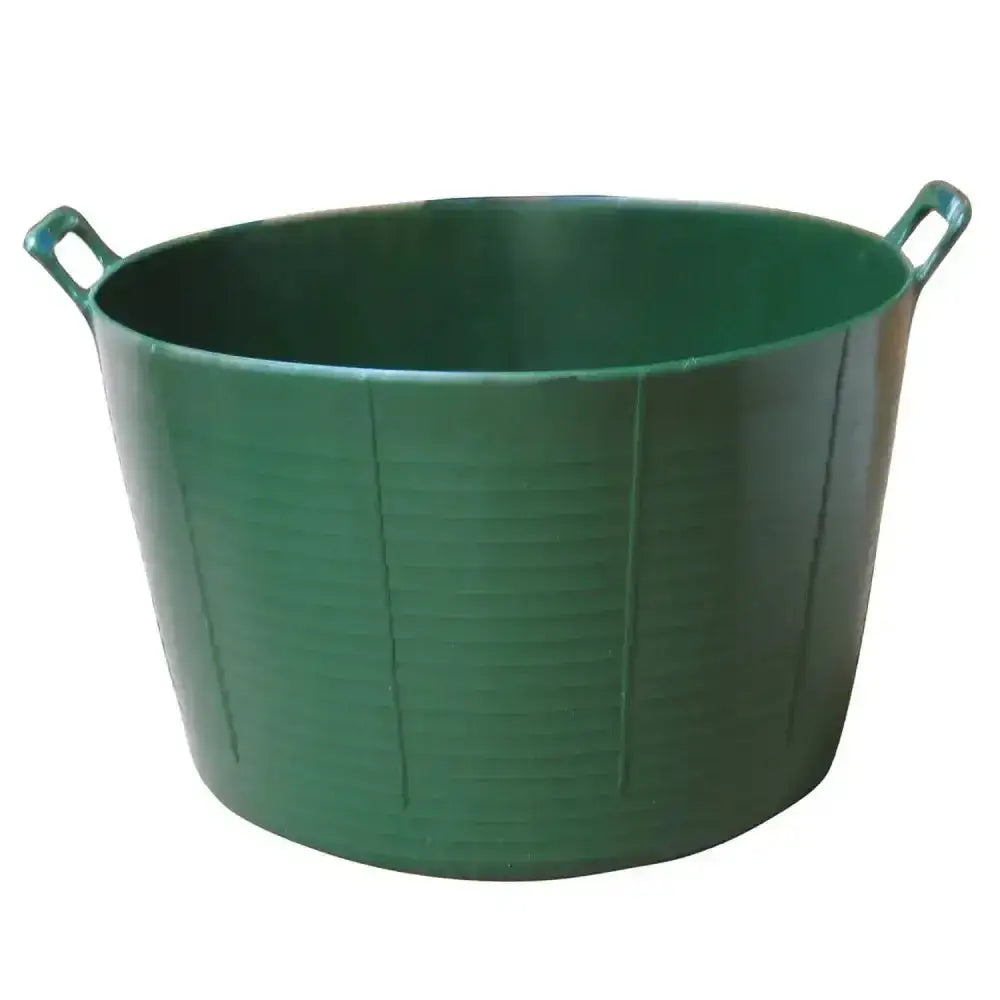 Green plastic prostable flexi feed tub 75 lt with two looped handles for versatile feed skip use