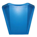 Solid blue plastic trash can with geometric design for prostable hayfeeder hay bar use in hayfeeding setups