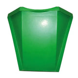 A vibrant green glossy plastic prostable hayfeeder hay bar with an angular geometric design for feeding hay