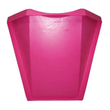 A vibrant pink glossy plastic trash can with a geometric design for prostable hayfeeder hay bar use