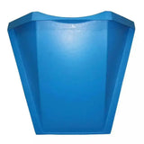 Solid blue plastic trash can with geometric design for easy hay feeding in prostable hayfeeder hay bar setup