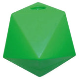 Bright green solid plastic prostable oddball large pet toy with 5cm diameter hole multi-sided treat feeder