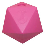 Bright pink prostable oddball large multi-sided treat feeder made of plastic with a 5cm diameter hole at the top