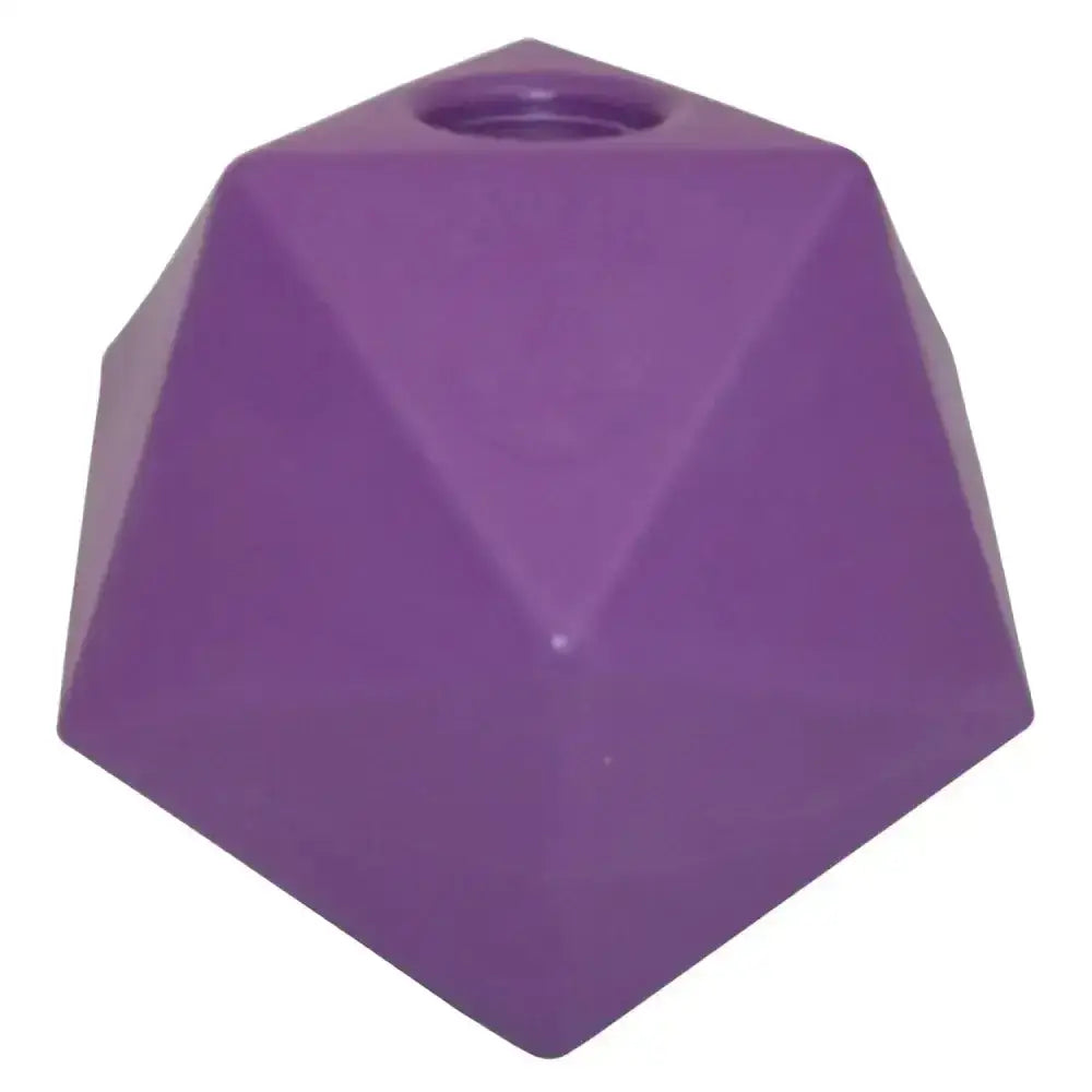 Purple prostable oddball large silicone dog toy with 5cm diameter hole and multi-sided treat feeder design
