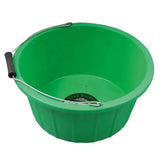 Green plastic prostable shallow bucket with black wire handle low sided bucket ideal for feed or water in 3 gallons