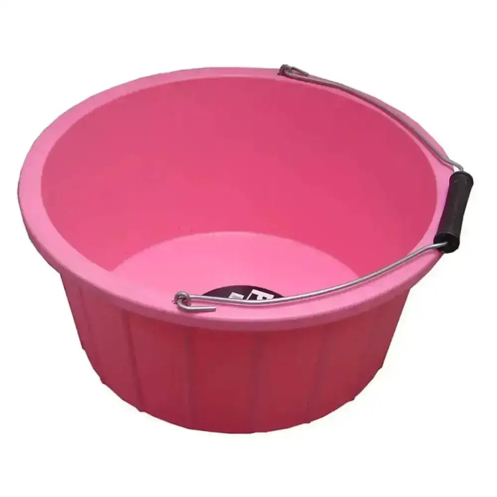 Pink prostable shallow bucket 3 gallon with metal handle and black grip low sided bucket ideal for stable use
