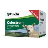 Green and white provita lamb colostrum box with sourced dried colostrum for newborn lambs featuring a lamb picture