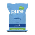Blue bag of pure feed company pure working horse feed labeled natural complete with energy rating 4 for older horses