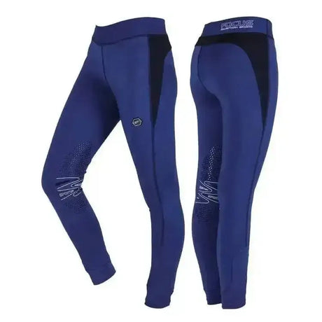 Royal blue and black yara junior silicon leggings with mesh knee panels and silicon knee patches sportive pull-on breeches