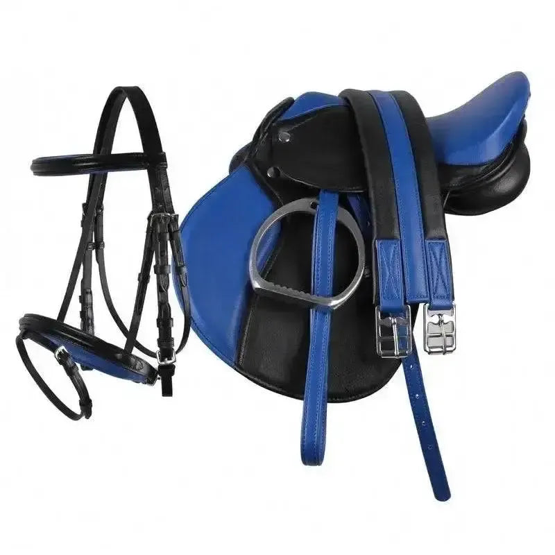 QHP Complete Saddle Set Black / Blue Saddles