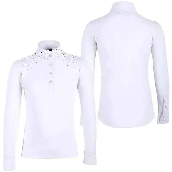 QHP Emilee Crystal Competition Shirt Ladies 10 / 34&Quot; Show Shirts Barnstaple Equestrian Supplies