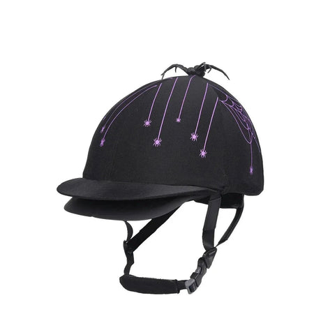 QHP Halloween Hat Covers Black Spider Hat Silks Barnstaple Equestrian Supplies