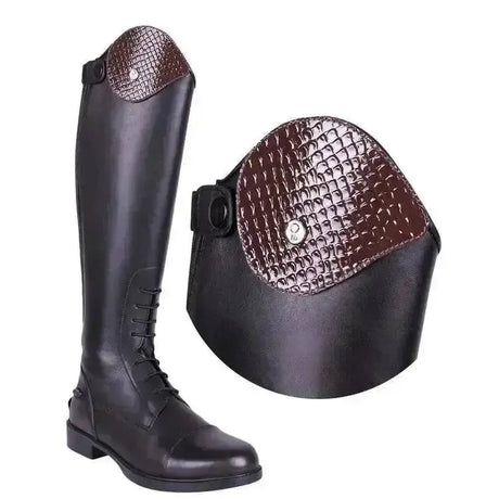QHP Romy Exchangeable Synthetic Croco Tops Brown 35 - 37 Long Riding Boots
