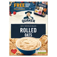 Quakers oats 1kg blue and white box of 100 percent wholegrain rolled oats with a bowl of cooked oats on the front