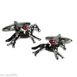 Silver race horse and jockey cufflinks with red heart accents perfect cufflinks gifts for horse lovers