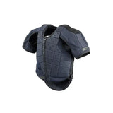 Black mesh and padded protective vest with quilted panels from racesafe motion3 shoulder pads for body protection