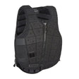 Black racesafe motion3 youth body protector with grid pattern, reinforced panels, and central zipper for young riders