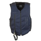 Dark blue and black racesafe motionair air jacket with helite x alabe low-profile textured fabric finish