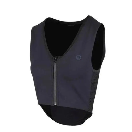 Black mesh-backed racesafe motionlite cycling vest with front zipper and subtle logo offers lightweight technical gilet