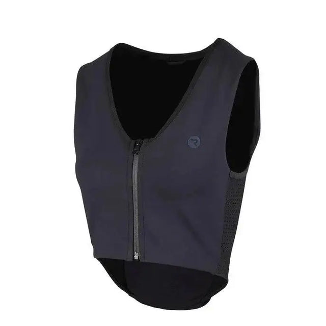 Black mesh-backed racesafe motionlite cycling vest with front zipper and subtle logo offers lightweight technical gilet