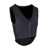 Back view of black and dark gray racesafe motionlite technical gilet with mesh panels offering lightweight protection