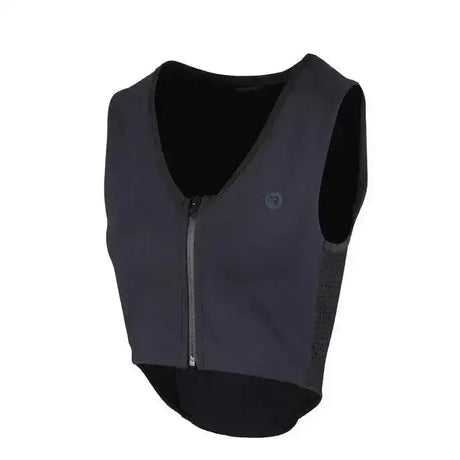 Black neoprene technical gilet with front zipper and mesh sides from racesafe motionlite protector young rider line