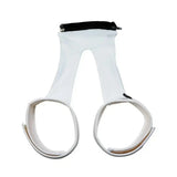 White fabric wrist support with black zipper and adjustable straps from racesafe prorace leg straps for secure fit