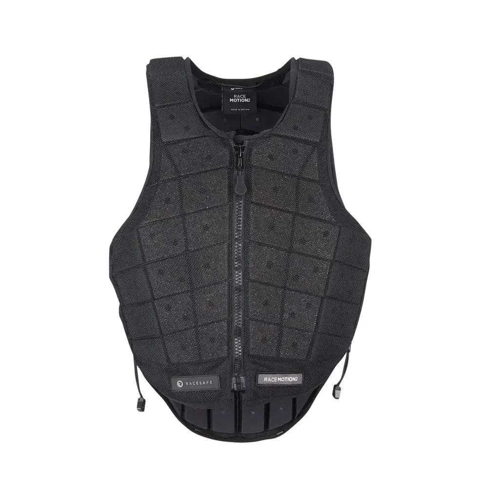 Black racesafe racemotion2 national protective vest with padded grid design and adjustable straps for motion3 safety