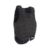 Black padded safety vest with textured mesh fabric and reinforced panels from racesafe racemotion2 national hunt