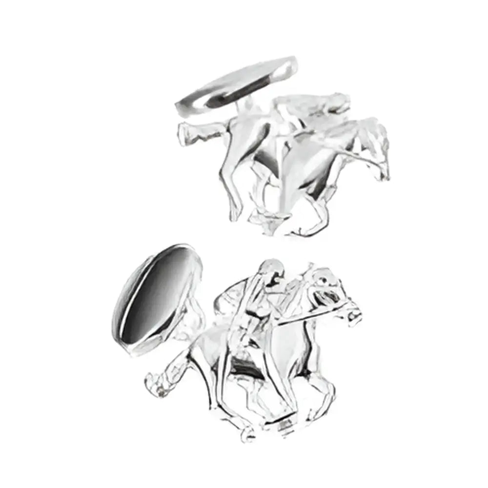 Silver racing horse and jockey equestrian cufflinks with detailed figures perfect cufflinks gifts for horse lovers