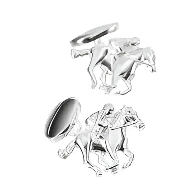 Silver racing horse and jockey equestrian cufflinks with detailed figures perfect cufflinks gifts for horse lovers