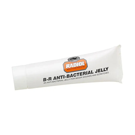 White tube of radiol b-r antibacterial yellow soothing jelly for minor wounds and scratches health care use