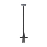 Black metal rag-fork with gray plastic handle and three prongs perfect for paddock weeds quickly and remove ragwort