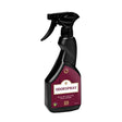 Black spray bottle with maroon label reading odorspray for equestrian use to freshen horses and clothing odors