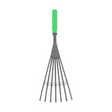Green-handled red gorilla big tidee plastic rake with dark gray metal tines makes collecting poo easy and efficient