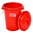 Red gorilla bin with clip lid red made of bright plastic and metal clip handles for secure storage use
