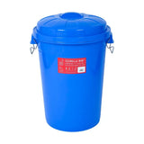 Bright blue plastic gorilla bin with clip lid blue and metal wire handles from the red gorilla bin range