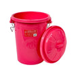 Bright pink plastic gorilla bin with clip lid pink and metal handles for easy trash storage and transport