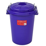 Purple plastic gorilla bin with matching clip lid secured by metal clips from red gorilla collection