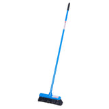 Blue broom with black bristles and handle grip showing unique features of red gorilla broom 30cm with integrated scraper blade