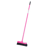 Pink gorilla broom 30cm with black bristles and handle grip featuring unique integrated scraper blade