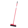 Red gorilla broom 30cm with red handle black bristles and integrated scraper blade unique features for easy cleaning