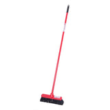 Red gorilla broom 30cm with red handle black bristles and integrated scraper blade unique features for easy cleaning