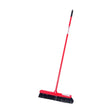 Red gorilla broom 50cm with black bristles, long handle, and integrated scraper blade for tough cleaning tasks