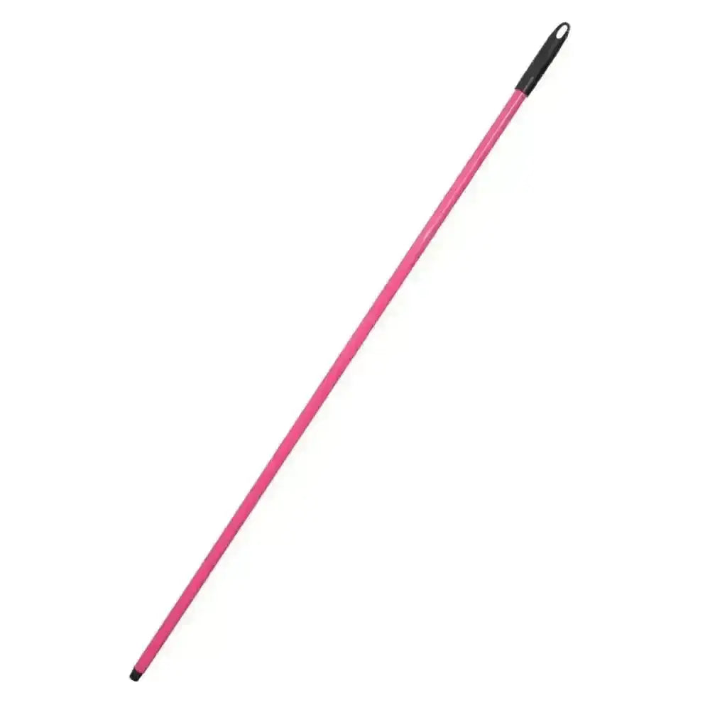 Pink plastic coated steel gorilla broom handle with black grip and tip for easy cleaning use