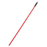 Red gorilla broom handle with red plastic coated steel mop handle and black grip and end caps