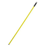Yellow plastic coated steel mop handle with black grip and tip for red gorilla broom handle use