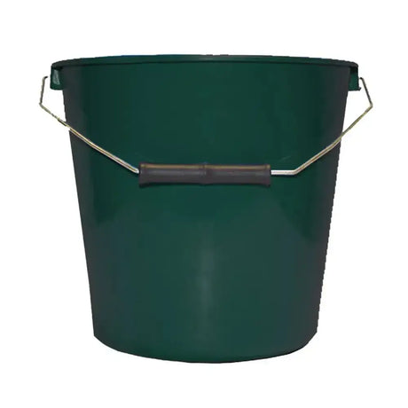Dark green plastic gorilla calf bucket with metal handle and black grip perfect for feeding calves