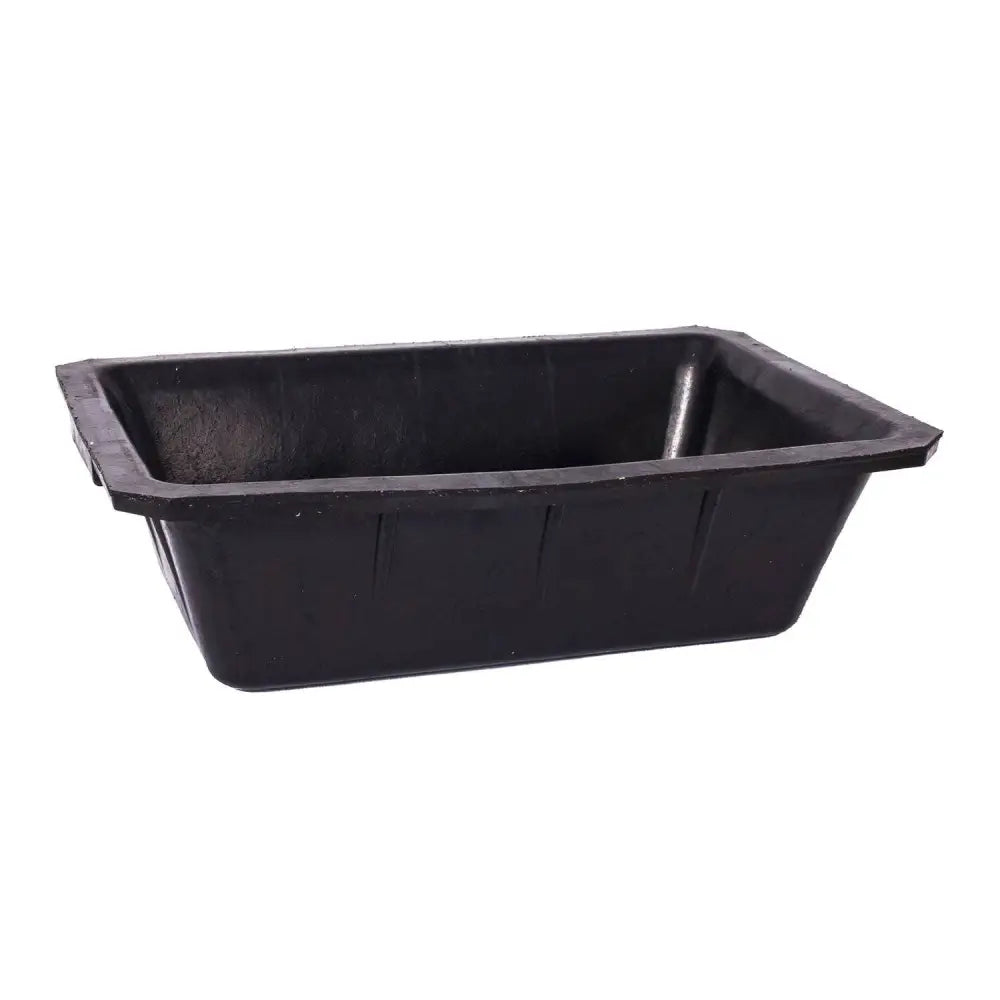 Black rectangular red gorilla deep utility tub with reinforced edges and vertical ribbing made from tyre rubber trough
