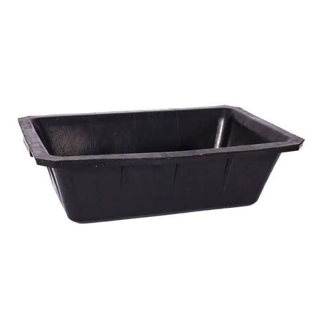 Black rectangular red gorilla deep utility tub with reinforced edges and vertical ribbing made from tyre rubber trough